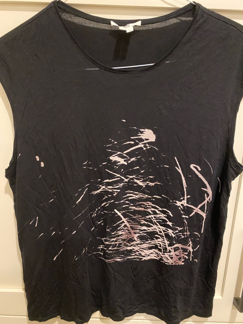 Helmut Lang tank top brushstroke design black white size large
